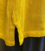 Tunika Model Puri - Krusninger Gul, citrongul, solskinsgul, klar, frisk, forårs, påske, sommer, lang, crincle, bomuld, natur, øko, bio, håndtrykt, batik, farvet, tryk, figursyet, tunika, følger kroppen, slank, biti, ribe, kvalitet, holdbar, farver, kulørt, glad