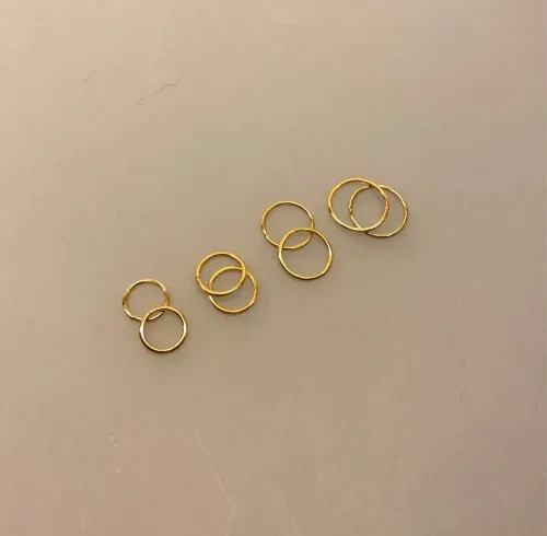 Creoler - Ø 10 mm øreringe forgyldt sølv - glatte med clicklås, knæk creol, let, at åbne, at lukke, tynd, enkel, smart, cool, hoops, stilig, stilige, stilede, lille, tynd, let, til vedhæng, hverdags, guld, ægte, forgyldt, guldbelagt, sølv, biti, ribe, enamel, cph, stine a, maanesten, NOA, joanli, jane kønig