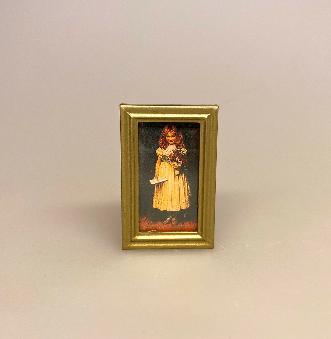 Sanctuary Premonition del Miniature Maleri Lille Pige i guldramme