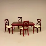 Miniature Spisebord Mahogni, buede ben, elegant, herregård, upstairs, downstairs, elegant, rektangulært, firkantet, stort, lille, spisebord, mahogni, mahogny, dukkehus, dukkehuset, til, tilbehør, nisser, symbolsk, gave, gavekort, penge, dukkemøbler, dukkestue, sangskjuler, stilleben, birgitte frigast, julemandens værksted, 1:12, miniaturer, miniatyre, biti, ribe