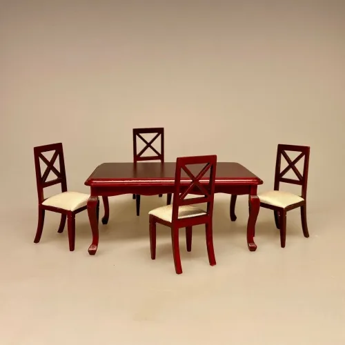 Miniature Spisebord Mahogni, buede ben, elegant, herregård, upstairs, downstairs, elegant, rektangulært, firkantet, stort, lille, spisebord, mahogni, mahogny, dukkehus, dukkehuset, til, tilbehør, nisser, symbolsk, gave, gavekort, penge, dukkemøbler, dukkestue, sangskjuler, stilleben, birgitte frigast, julemandens værksted, 1:12, miniaturer, miniatyre, biti, ribe