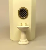 Miniature Vægspejl Guld Ovalt, guldspejl, rundt, guldindrammet, spejl, vægspejl, til væggen, dukkehus, tilbehør, ting til, miniaturer, miniature, interiør, pynt, sangskjuler, symbolsk gave, gaveide, kosmetolog, skønhed, badeværelse, veneziansk, guldspejl, guldramme, 1:12, dukketing, biti, ribe,