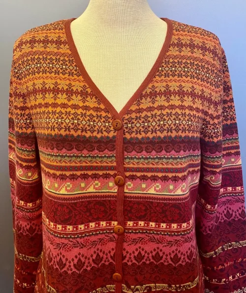 Dunque Fintstrikket Cardigan - Bomuld - Rød/Terracotta/Rosa, strik, bomuldsstrik, kradser ikke, blød, lækker, holdbar, kvalitet, frisk, flot, klædelig, dunque, biti, ribe, bomulds, økologisk, bio, gotts, bæredygtig, miljø, rigtig, bevidst