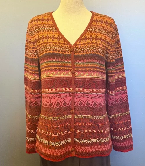 Dunque Fintstrikket Cardigan - Bomuld - Rød/Terracotta/Rosa, strik, bomuldsstrik, kradser ikke, blød, lækker, holdbar, kvalitet, frisk, flot, klædelig, dunque, biti, ribe, bomulds, økologisk, bio, gotts, bæredygtig, miljø, rigtig, bevidst