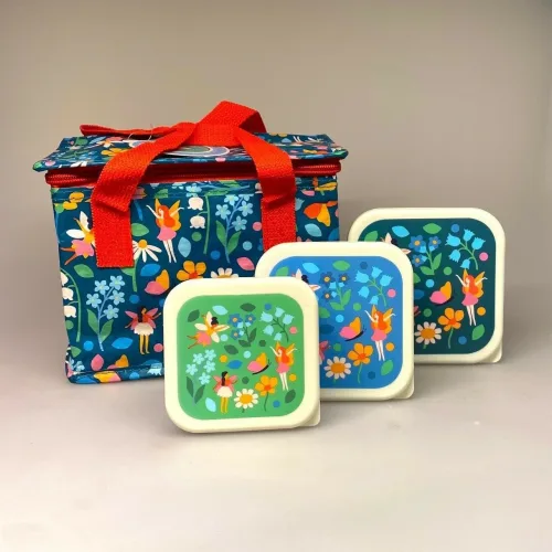 Frokost Pose - Termopose Blå med Blomster, feer, vilde, blomstereng, bio, biodiversitet, grøftekant, insekter, madpakke, skovtur, skole, børnehave, vuggestue, frugt, pose, køletaske, køler, picnic, picknick, ud i det blå, på tur, medbragt, mad, frokost, pause, job, arbejde, back to school, biti, ribe, sød, fin, praktisk,