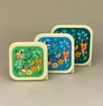 Madkasse sæt/3 bokse - Blomster og Feer, sommerfugle, alfer, alf, haven, vilde blomster, blomstereng, snack, snackboks, frokost, frugt, pause, frokostpause, mellemmåltid, gnavegrønt, skole, vuggestue, børnehave, arbejde, job, madpakke, madkasse, udflugt, på tur, skovtur, sødt, bio, insekter, natur, biti, ribe