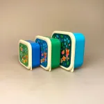 Madkasse sæt/3 bokse - Blomster og Feer, sommerfugle, alfer, alf, haven, vilde blomster, blomstereng, snack, snackboks, frokost, frugt, pause, frokostpause, mellemmåltid, gnavegrønt, skole, vuggestue, børnehave, arbejde, job, madpakke, madkasse, udflugt, på tur, skovtur, sødt, bio, insekter, natur, biti, ribe