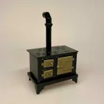 Miniature Støbejerns Komfur, komfur, dukkekomfur, ovn, miniaturer, dukkehusting, ting til dukkehuset, dukkekøkken, støbejern, støbejernskomfur, nissebo, ting til nisser, nissetilbehør, dukketilbehør, mini, 1:12, skala, lille, småt, doll house, miniaturen, biti, ribe
