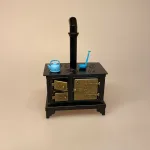 Miniature Støbejerns Komfur, komfur, dukkekomfur, ovn, miniaturer, dukkehusting, ting til dukkehuset, dukkekøkken, støbejern, støbejernskomfur, nissebo, ting til nisser, nissetilbehør, dukketilbehør, mini, 1:12, skala, lille, småt, doll house, miniaturen, biti, ribe