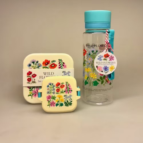 Madkasse sæt/3 bokse - Vilde Blomster, Snackboks med klemmer - Turkis Blomster, vilde, blomstereng, markblomster, vildt, blanding, med vilje, sommerfugle, bento, elastik, oval, flere rum, madpakke, madkasse, frugt, gnavegrønt, grønt, spisepause, frikvarter, frugtpause, boks, snack, nødder, sød, til, børn, voksne, arbejde, job, medbragt, frokost, pause, børnehave, vuggestue, skole, skolestart, biti, ribe