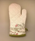 Grillhandske Bomuld med Rødhals, grillhandske, grillvante, køkken, tekstiler, rødhals, rødkælk, fugl, fin, kok, grene, røde bær, fauna, vilde, vild, med vilje, biodiversitet, biti, ribe, gave, gaveide