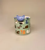 Krus Porcelæn - Katte Grøn, kattekop, kattekrus, te, kaffe, kaffekop, kaffekrus, tekop, tekrus, ting med, katte, misser, kattejeer, katteelsker, gule, grå, sort, stribet, stribede, killing, kære, speciel, gave, gaveide, tedrikker, tesi, smart, engelsk, afternoon, tea, biti, ribe