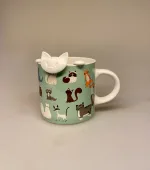 Krus Porcelæn - Katte Grøn, kattekop, kattekrus, te, kaffe, kaffekop, kaffekrus, tekop, tekrus, ting med, katte, misser, kattejeer, katteelsker, gule, grå, sort, stribet, stribede, killing, kære, speciel, gave, gaveide, tedrikker, tesi, smart, engelsk, afternoon, tea, biti, ribe