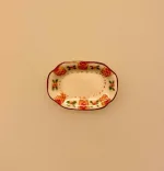 Miniature Aflangt Fad Porcelæn, fad, vægpynt, vægtallerken, platte, frokost, frokosttallerken, service, til, dukkehus, 1:12, porcelæn, tallerken, middagstallerken, nisser, dukkehusting, dukkehustilbehør, nissedør, nissehus, miniaturer, mini, cafe, restaurant, symbolsk, gave, gavekort, pengegave, oplevelser, gourmet, gourmand, livsnyder, sangskjuler, kok, tjener, biti, ribe