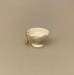 Miniature Punchebowle Porcelæn med opøser , suppe, suppeterrin, opsats, på fod, frugtskål, bowle, sommerbowle, punch, punchebowle, fest, sangsskjuler, symbolsk, gave, gave, tale, miniaturer, herskab, tjenestefolk, nisser, dukkehus, ting til, tilbehør, nissedør, nissebo, 1:12,