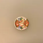 Miniature Tallerken Kinesisk Porcelæn, guld, orientalsk, elegant, miniaturer, porcelæn, tallerken, vægtallerken, platte, dukkehus, dukkehustilbehør, dukkehusting, service, herskab, tjenestefolk, upstairs, downstairs, herskabelig, ting til, tilbehør, 1:12, titanias, pallads, slot, biti, ribe, nisser, nissedør