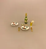 Miniature Tallerkener 2 stk. Porcelæn Rød Blomst, service, tallerken, dukkehusting, dukkehustilbehør, ting til, tilbehør, udstyr, miniature, nisser, nissebo, nissedør, nissetibehør, julekalender, diy, royal cph, symbolsk gave, sangskjuler, 1:12, biti, ribe, små, tallerkner, porcelæn, sjov,