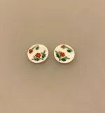 Miniature Tallerkener 2 stk. Porcelæn Rød Blomst - Billede 2