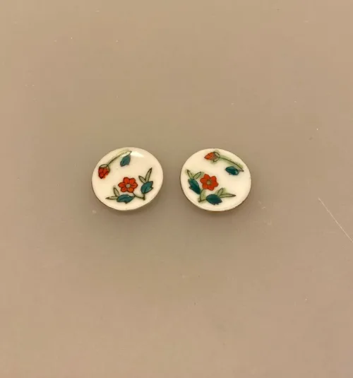 Miniature Tallerkener 2 stk. Porcelæn Rød Blomst - Billede 2