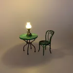 Miniature Bordlampe med Hvid Opal Skærm, petroleumslampe, olielampe, gammeldags, almue, dukkehus, tilbehør, ting til, dukkehuset, lamper, belysning, batteri, nisser, nissehus, nissebo, nissedør, hygge, julekrybbe, julelandskab, mini, lamper, biti, ribe, med lys, med batteri,