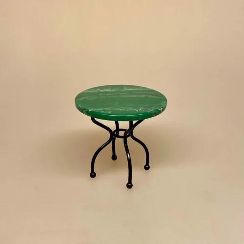 Miniature Cafébord med Marmorplade - Grønt, marmor, cafébord, havebord, havemøbler, terrassemøbler, konditori, dukkehus, dukkehusting, dukkemøbler, dukkehusmøbler, dukkestue, dukkehuse, ting til, miniaturer, skala 1/12, 1:12, biti, ribe, små ting, sætterkasse, symbolsk, sangskjuler,, restaurant