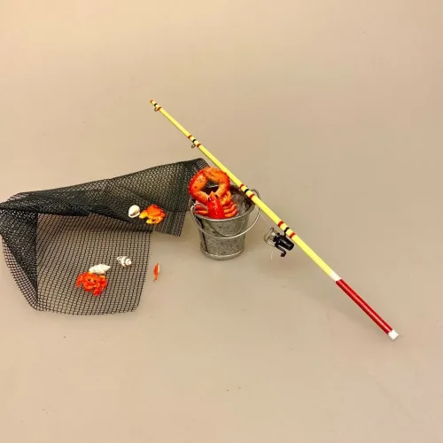Miniature Hummer, skaldyr, fisk, fiskestang, fisketur, krabbe, krebs, lystfisker, fiskeri, symbolsk, gave, gaveide, gavekort, fisketegn, fange fisk, miniaturer, små, sjovt, 1:12, dukkehus, strand, strandtema,