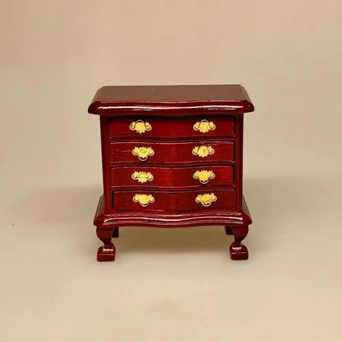 Miniature Kommode Mahogni med 4 Skuffer, mahogny, møbler, dragkiste, mahogni, dukkemøbler, dukkehus dukkehusmøbler,