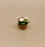 Miniature Kurv med Margueritter, blomster, forårsblomster, have, havearbejde, haveliv, sommerblomster, drivhus, haveredskaber, dukkehus, orangeri, symbolsk, gave, miniaturer, 1:12, sangskjuler, nisser, håndlavet, miniblomster, tilbehør, ting til, nisser, biti, ribe, dukkehusting, dukkehustilbehør