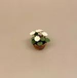 Miniature Kurv med Margueritter, blomster, forårsblomster, have, havearbejde, haveliv, sommerblomster, drivhus, haveredskaber, dukkehus, orangeri, symbolsk, gave, miniaturer, 1:12, sangskjuler, nisser, håndlavet, miniblomster, tilbehør, ting til, nisser, biti, ribe, dukkehusting, dukkehustilbehør