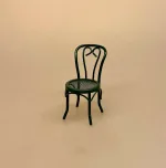Miniature Metal Stol - Grøn, caféstol, konditori, dukkehus, dukkehusting, dukkemøbler, dukkehusmøbler, dukkestue, dukkehuse, ting til, miniaturer, skala 1/12, 1:12, biti, ribe, små ting, sætterkasse, symbolsk, sangskjuler,, restaurant