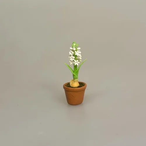 Miniature Potte med Hyacint, hyacinter, forår, jul, juleblomst, mini, miniature, dukkehus, blomster, til, tilbehør, ting til, dukkehusblomster, dukkehusting, dukkehustilbehør, nisser, nissebo, nissehus, julestue, jul i, julepynt, 1:12, nissedør, birgitte frigast, biti,, ribe