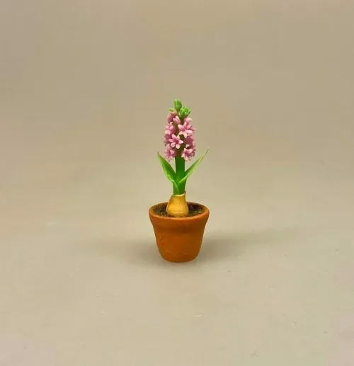 Miniature Potte med Hyacint, hyacinter, forår, jul, juleblomst, mini, miniature, dukkehus, blomster, til, tilbehør, ting til, dukkehusblomster, dukkehusting, dukkehustilbehør, nisser, nissebo, nissehus, julestue, jul i, julepynt, 1:12, nissedør, birgitte frigast, biti,, ribe