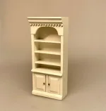 Miniature Reol med Underskabe - Creme, naturhvid, råhvid, flødefarvet, cafe, konditori, møbler, dukkemøbler, bogreol, bøger, læsehest, dukkehus, dukkehuset, tilbehør, ting til, dukkemøbler, bibliotek, bibliotikar, herreværelse, sangskjuler, personlig, sjov, gave, gaveide, symbolsk, whiskey, cognac, portvin, adel, herskab, efterløn, pension, livsnyder, biti, ribe,, butiksreoll, køkkenreol
