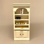 Miniature Reol med Underskabe - Creme, naturhvid, råhvid, flødefarvet, cafe, konditori, møbler, dukkemøbler, bogreol, bøger, læsehest, dukkehus, dukkehuset, tilbehør, ting til, dukkemøbler, bibliotek, bibliotikar, herreværelse, sangskjuler, personlig, sjov, gave, gaveide, symbolsk, whiskey, cognac, portvin, adel, herskab, efterløn, pension, livsnyder, biti, ribe,, butiksreoll, køkkenreol