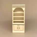 Miniature Reol med Underskabe - Creme, naturhvid, råhvid, flødefarvet, cafe, konditori, møbler, dukkemøbler, bogreol, bøger, læsehest, dukkehus, dukkehuset, tilbehør, ting til, dukkemøbler, bibliotek, bibliotikar, herreværelse, sangskjuler, personlig, sjov, gave, gaveide, symbolsk, whiskey, cognac, portvin, adel, herskab, efterløn, pension, livsnyder, biti, ribe,, butiksreoll, køkkenreol