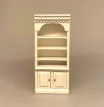 Miniature Reol med Underskabe - Creme, naturhvid, råhvid, flødefarvet, cafe, konditori, møbler, dukkemøbler, bogreol, bøger, læsehest, dukkehus, dukkehuset, tilbehør, ting til, dukkemøbler, bibliotek, bibliotikar, herreværelse, sangskjuler, personlig, sjov, gave, gaveide, symbolsk, whiskey, cognac, portvin, adel, herskab, efterløn, pension, livsnyder, biti, ribe,, butiksreoll, køkkenreol