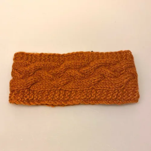 Pandebånd Uld med Foer - Aran Rust, bandi, 8251, rustorange, orange, brun, gylden, jordfarver, varme, farver, krydderifarver, irsk, nepal, håndstrikket, fairtrade, uldent, lunt, blødt, varmt, praktisk, smart, klassisk, grønt, petrol, blågrønt, foret, med foer, fleece, kradser ikke, gave, gaveide, julegave, accessories, efterår, biti, ribe