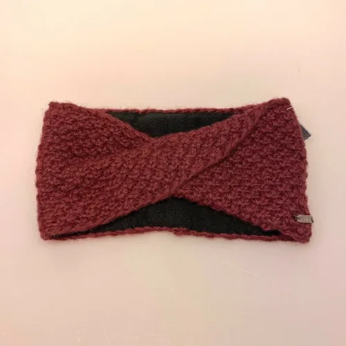 Pandebånd Uld med Foer - Birsi Vinrødt, 8768, bordeaux, aubergine, lilla, vinterrødt, kryds, pandebånd, foret, kradser ikke, vindtæt, vindstopper, fleece, blødt, smart, feminint, farvet, fint, håndstrikket, ørevarmere, bitii, ribe, nepal,