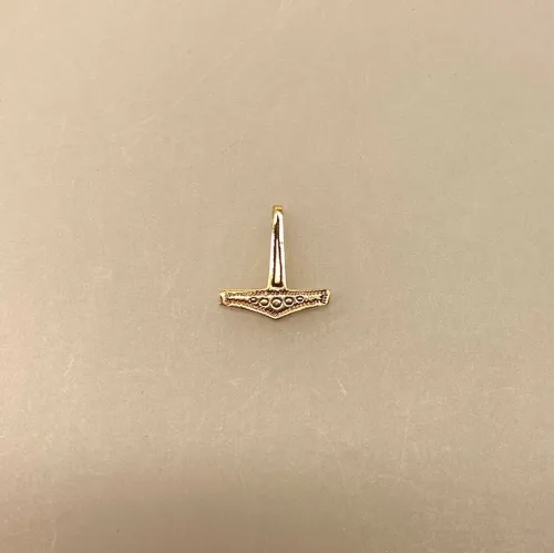 Vikingevedhæng Bronze - Thorshammer Mini, kobber, bronze, gylden, guld, massiv, ægte, original, mjølner, hammer, vedhæng, sterling, sølv, ægte, original, thor, aser, asatro, kriger, krigsgud, amulet, sejr, held, museumssmykker, gamle, nordiske, guder, historiske, smykker, kopi, fund, udgravninger, ribe, danefæ, kopismykker, biti, vikingetiden, oldnordiske