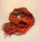 Blød Thaisilke Tørklæde XL - Rødbrun Rustrød Brun, gyldenbrunt, rødbrunt, 2073-22,