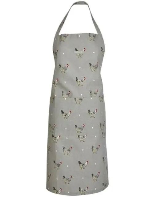 Forklæde i Bomuld med Tryk - Unisex - Høns Grå, chicken, sophie allport, apron, forklæde, med smæk, til damer, til herrer, til mænd, Forklæde i Bomuld med tryk - Unisex - Høns, høne, hønsegård, hønsehold, ting med, hønseting, gave, gaveide, julegave, forklæde, til damer, til mænd, på landet, lækkert, kvalitet, biti, ribe, sophie, allport,