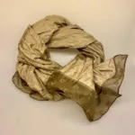 Silketørklæde med Organza Borter - Lys Khaki, stola, sjlke, over skuldrene, fest, tilbehør, lys, flot, lækker, kvalitet, organza, stilig, smuk, festlig, tilbud, udsalg, gave, gaveide, sporty, fyldig, elegant, biti, ribe