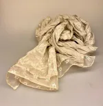 Silketørklæde med Organza Borter - Lys Sand, beige, natur, sandfarvet, kit, stola, sjlke, over skuldrene, fest, tilbehør, lys, flot, lækker, kvalitet, organza, stilig, smuk, festlig, tilbud, udsalg, gave, gaveide, sporty, fyldig, elegant, biti, ribe