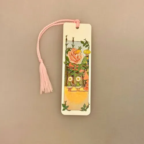 Bogmærke Karton med Elsa Beskow Blomsterfesten Rose, blomsterfeste, elsa beskow, bogmærke, læsehest, gave, billig, fin, sød, biti, ribe
