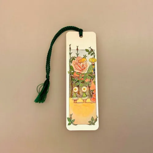 Bogmærke Karton med Elsa Beskow Blomsterfesten Rose, blomsterfeste, elsa beskow, bogmærke, læsehest, gave, billig, fin, sød, biti, ribe