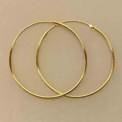 Creoler - Ø 40 mm Øreringe - Glatte Hoops Forgyldt Sølv 1,2 mm, store, tynde, guld, gyldne, guldbelagte, double, forgyldte, ægte, parpris, flotte, tilbud, billige, creoler, runde, øreringe, lækre, biti, ribe, brands, danske, design, stine a, enamel, cph, maanesten