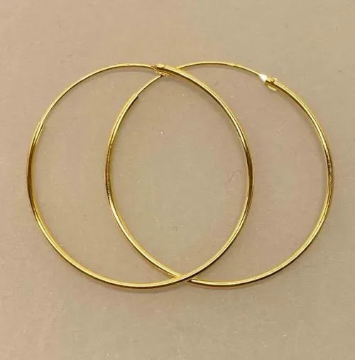 Creoler - Ø 40 mm Øreringe - Glatte Hoops Forgyldt Sølv 1,2 mm, store, tynde, guld, gyldne, guldbelagte, double, forgyldte, ægte, parpris, flotte, tilbud, billige, creoler, runde, øreringe, lækre, biti, ribe, brands, danske, design, stine a, enamel, cph, maanesten