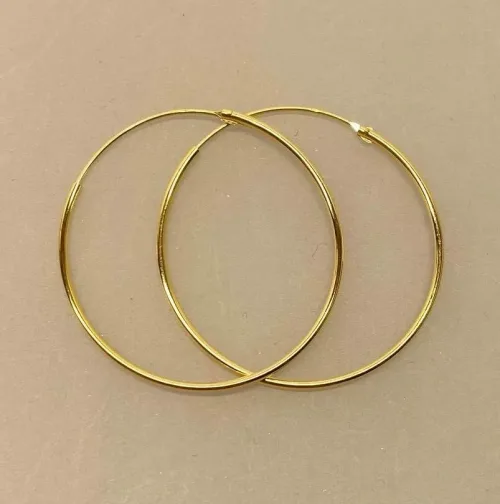 Creoler - Ø 40 mm Øreringe - Glatte Hoops Forgyldt Sølv 1,2 mm, store, tynde, guld, gyldne, guldbelagte, double, forgyldte, ægte, parpris, flotte, tilbud, billige, creoler, runde, øreringe, lækre, biti, ribe, brands, danske, design, stine a, enamel, cph, maanesten