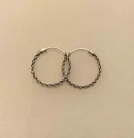 Creoler i Sølv Ø 18 mm Kædemønster, strikket, råt, sejt, mønster, flotte, specielle, ren, ægte, sterling, sølv, 925, nikkelfri, billige, særlige, allergivenlige, runde, øreringe, til, mænd, piger, gave, gaveide, stilige, elegante, cool, biti, ribe,