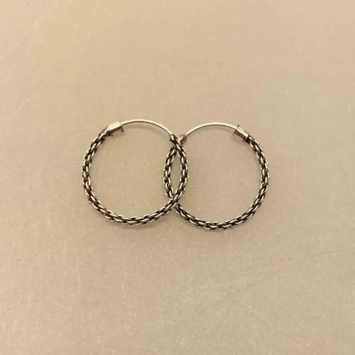 Creoler i Sølv Ø 18 mm Kædemønster, strikket, råt, sejt, mønster, flotte, specielle, ren, ægte, sterling, sølv, 925, nikkelfri, billige, særlige, allergivenlige, runde, øreringe, til, mænd, piger, gave, gaveide, stilige, elegante, cool, biti, ribe,